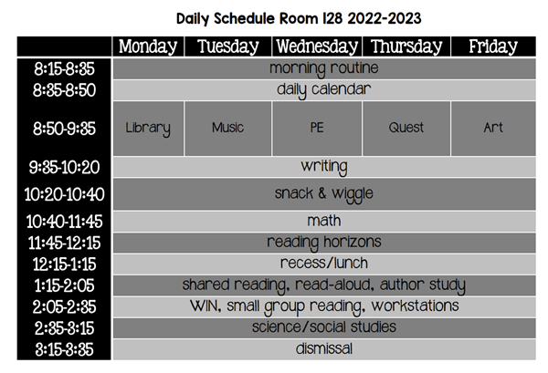 Dixson, Jennifer / Daily Schedule